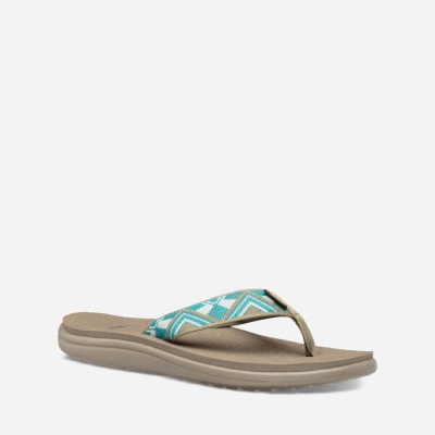 Teva Voya - Women's Teva Flip Flops - Khaki / Green | India (DCYR17392)